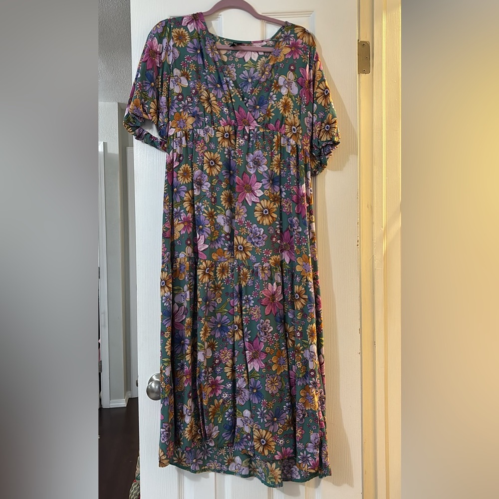 Floral Midi Dress - Multicolor